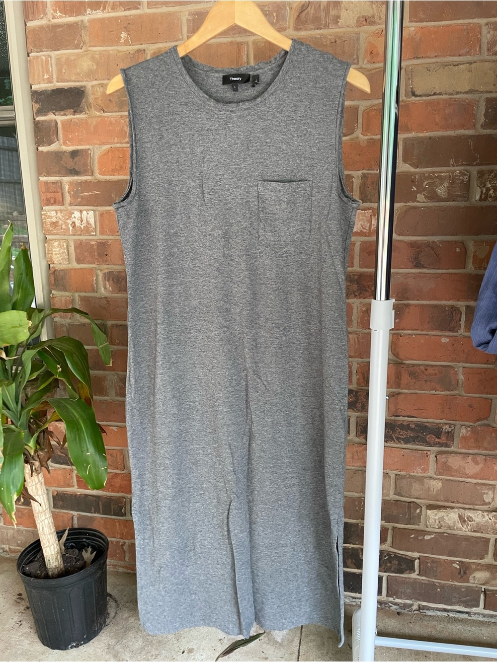 Theory Charcoal Crewneck Sleeveless Dress Large #47 - Picture 2 of 6